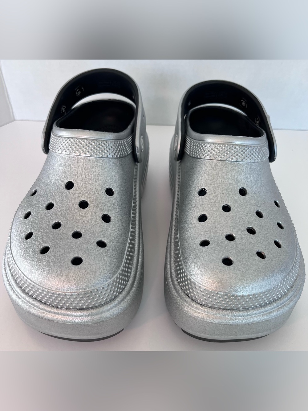 Women Crocs Stomp Metallic Clogs in Silver - Picture 2 of 14